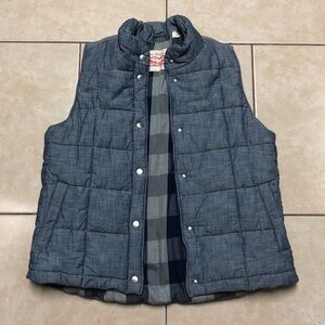 Levi's Quilted Blue Denim Puffer Vest, Size L